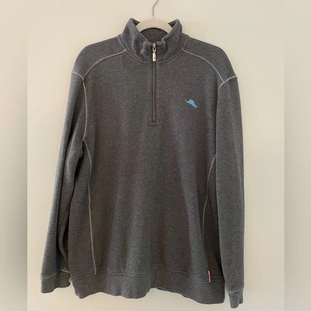 Tommy Bahama Half-Zip Sweater, Sweatshirt, Gray, L